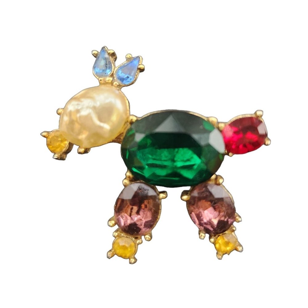 Vintage Signed Rhinestone Dog Brooch Possibly Coro (A3961)